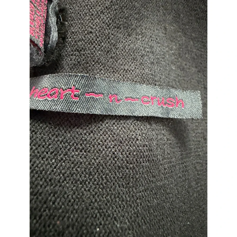 Heart N Crush Black Short Sleeve Cardigan Rhinestone Button Crop Sweater Medium - Picture 7 of 9